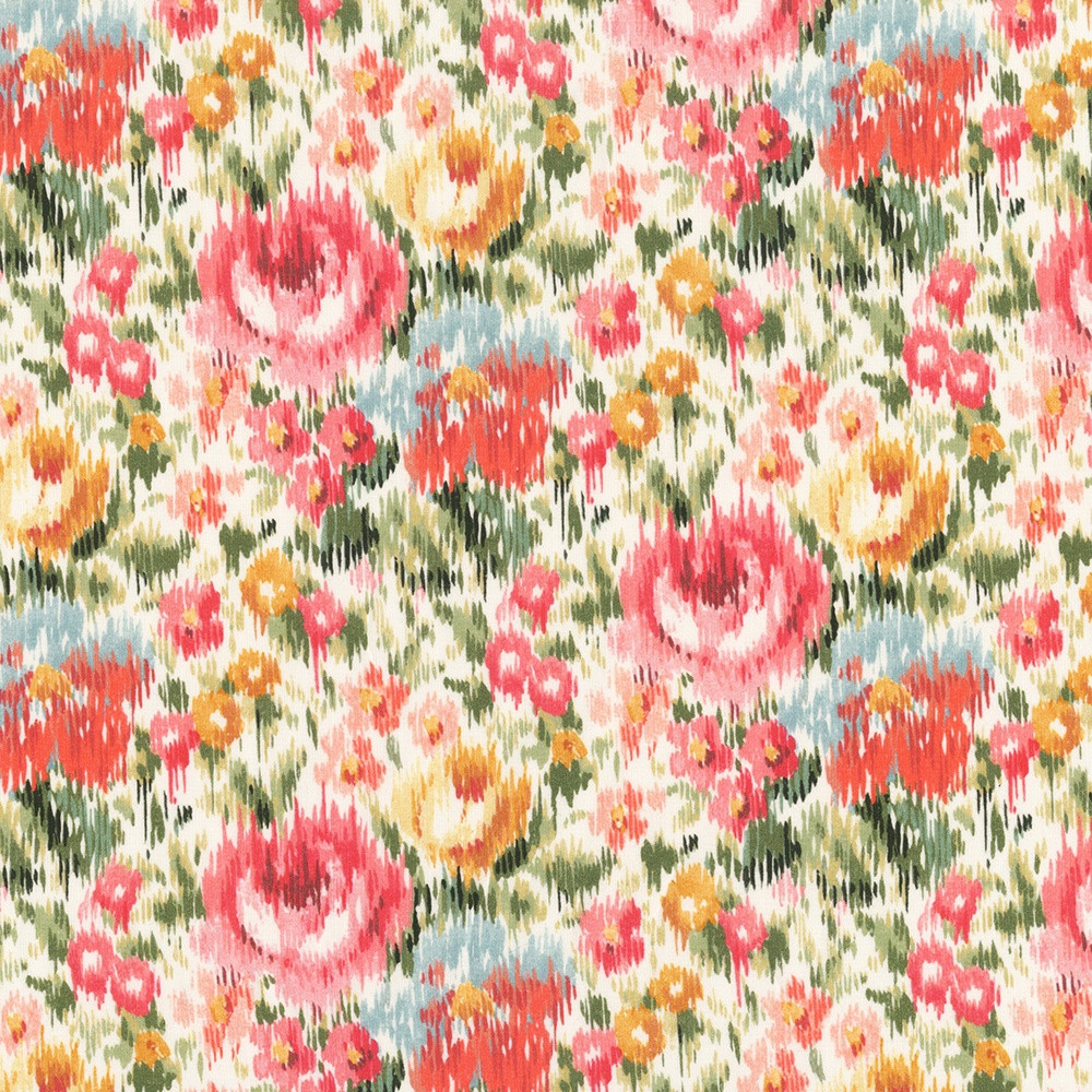【美品】椿文鎮 Liberty Fabrics Tana Lawn Dreamy Blooms Pink Green Impressionist